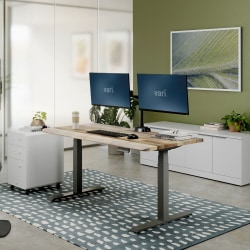 VARI Electric Standing Desk With ComfortEdge, 60"W, Reclaimed Wood