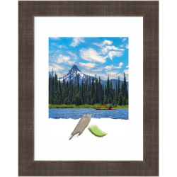 Amanti Art Rectangular Wood Picture Frame, 13" x 16" With Mat, Whiskey Brown Rustic