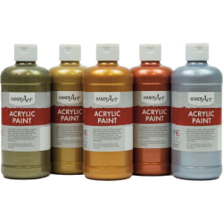 Handy Art Acrylic Paint Bottles, 16 Oz, Assorted Metallic, Set Of 5 Paint Bottles