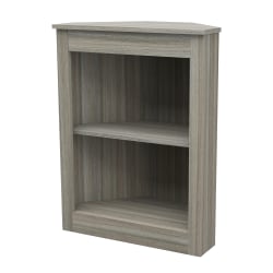 Inval America 32"H 2-Shelf Corner Bookcase, Smoke Oak