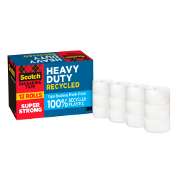 Scotch® Heavy Duty Recycled Tape 7750-CS12 1.88 in x 54.6 yd, Clear, Pack of 12 rolls