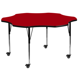 Flash Furniture Mobile Height Adjustable Thermal Laminate Flower Activity Table, 30-3/8"H x 60''W, Red