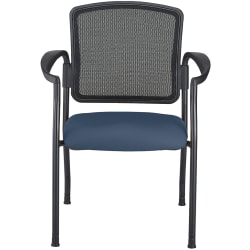 WorkPro® Spectrum Series Mesh/Vinyl Stacking Guest Chair With Antimicrobial Protection, With Arms, Navy, Set Of 2 Chairs, BIFMA Compliant
