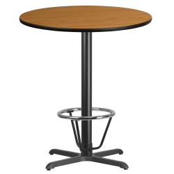 Flash Furniture Round Laminate Table Top With Bar Height Table Base And Foot Ring, 43-3/16"H x 36"W x 36"D, Natural