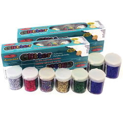 Charles Leonard Creative Arts Glitter Shakers, 0.75 Oz, Assorted Colors, 12 Shakers Per Pack, Case Of 2 Packs