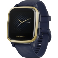 Garmin Venu Sq Smart Watch   - Light Gold - Navy Case - Aluminum, Glass Bezel, Lens - Fiber Reinforced Polymer Case - Silicone Band - Water Resistant - 164.04 ft