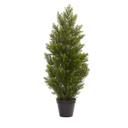 Nearly Natural Cedar Pine 36"H Mini Indoor/Outdoor Tree With Pot, 36"H x 18"W x 17"D, Green