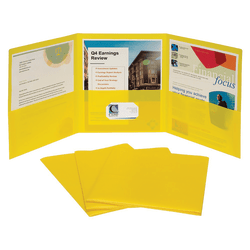C-Line® 3-Pocket Poly Portfolios, 8-1/2" x 11", Letter Size, Yellow, Pack Of 24 Portfolios