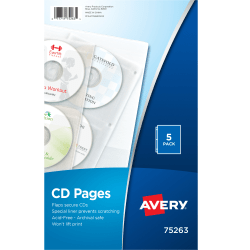 Avery® CD Sheet-Protector Pages, Clear, Pack Of 5