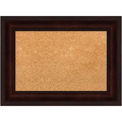 Amanti Art Rectangular Non-Magnetic Cork Bulletin Board, Natural, 23" x 17", Coffee Bean Brown Plastic Frame