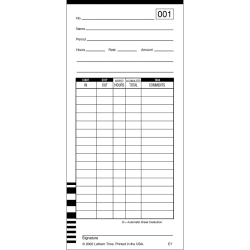 Lathem Time Cards, Numbered 1-100, 2-Sided, 3 3/8" x 7 1/4", Pack Of 100