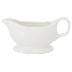 Gibson Home Bountiful Joy Embossed Durastone Gravy Boat, 15 Oz, White