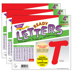 TREND Ready Letters®, 4", Italic Combo, Red, Set Of 3 Packs