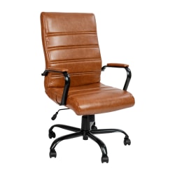 Flash Furniture LeatherSoft™ Faux Leather High-Back Office Chair, Brown/Black/Chrome