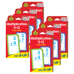 School Zone Publishing Multiplication 0-12 Flash Cards, Grades 3 To 4, Set Of 6 Packs