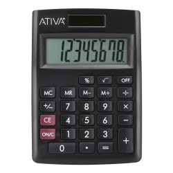 Ativa 8-Digit Desktop Calculator, Black