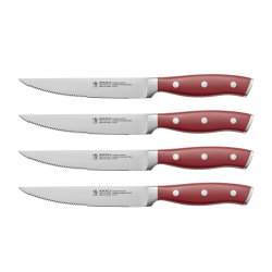 Henckels Forged Accent 4-Piece Steak Knife Set, Red