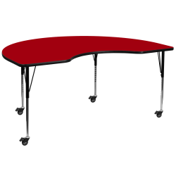 Flash Furniture Mobile Height Adjustable Laminate Kidney Activity Table, 30-3/8"H x 48''W x 72''L, Red