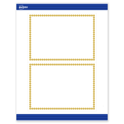 Avery® Printable Invitation Cards With Sure Feed® Technology, S00-DJJ-PRMWC10, Rectangle, 5" x 7", Matte White, Preprinted Gold Beads Design, Pack Of 20