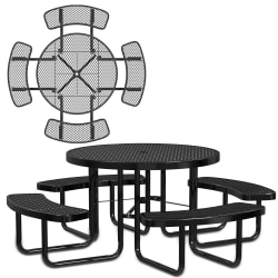 Leisure Craft Round Outdoor Picnic Table, 29-1/4"H x 81"W x 81"D, Black