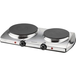 Brentwood TS-372 1440w Electric Double Hot Plate, Silver - 2 x Burner - GrateCast Iron, Metal, Plastic