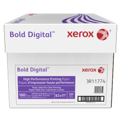 Xerox® Bold Digital® Printing Paper, Letter Size (8 1/2" x 11"), 100 (U.S.) Brightness, 100 Lb Cover (270 gsm), FSC® Certified, 250 Sheets Per Ream, Case Of 6 Reams