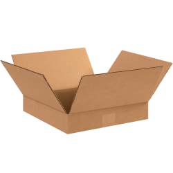 Partners Brand Flat Corrugated Boxes, 12" x 12" x 2", Kraft, Pack Of 25 Boxes
