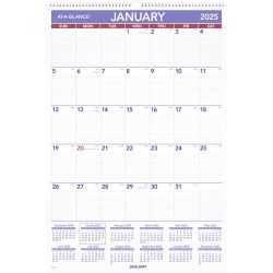 2025 AT-A-GLANCE® Monthly Wall Calendar, 20" x 30", Traditional, January 2025 To December 2025, PM428