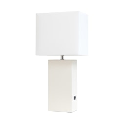 Lalia Home Lexington Table Lamp With USB Charging Port, 21"H, White/White