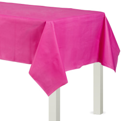 Amscan Flannel-Backed Vinyl Table Covers, 54" x 108", Bright Pink, Set Of 2 Covers