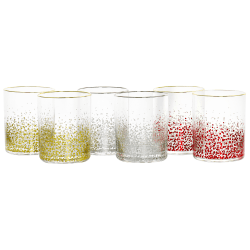 Laurie Gates California Designs Audrey Hill 6-Piece Double Old Fashion Glass Set, 13.5 Oz, Assorted Colors