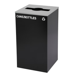 Alpine Industries Stainless Steel Open Top Cans/Bottles Trash Can With Mixed Lid, 29 Gal, 30"H x 16-15/16"W x 16-15/16"D, Black