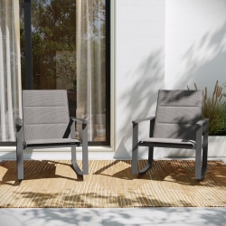 Flash Furniture Brazos Flex Comfort and Metal Outdoor Rocking Chairs, Gray, Set Of 2 Chairs