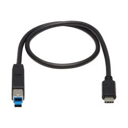Tripp Lite USB C to USB Type B Cable USB Type C 3.1 Gen 2, 10 Gbps M/M 20in - First End: 1 x Type B Male USB - Second End: 1 x Type C Male USB - 10 Gbit/s - Nickel Plated Connector - Gold Plated Contact - Black