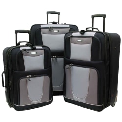Overland Geoffrey Beene Carnegie 3-Piece Luggage Set, Black/Gray