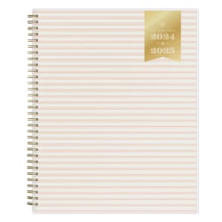 2024-2025 Day Designer Weekly/Monthly Planning Calendar, 8-1/2" x 11", Ticking Stripe Blush Frosted, July To June, 144850