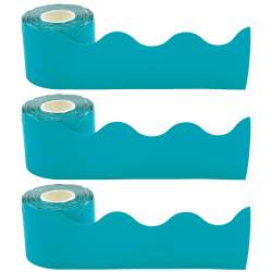 Teacher Created Resources Scalloped Border Trim, Teal, 50' Per Roll, Pack Of 3 Rolls