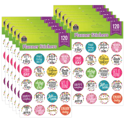 Teacher Created Resources® Stickers, Confetti Words to Inspire, 120 Stickers Per Pack, Set Of 12 Packs