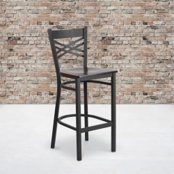 Flash Furniture Metal/Wood Restaurant Barstool With X-Back, Walnut/Black