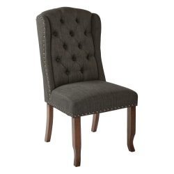Ave Six Jessica Tufted Wing Chair, Charcoal/Coffee
