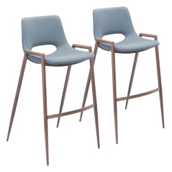 Zuo Modern Desi Bar Chairs, Gray/Brown, Set Of 2 Chairs