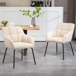 Glamour Home Batson Boucle Fabric Dining Accent Chairs, White/Black, Set Of 2 Chairs