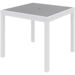 KFI Studios Eveleen Square Outdoor Patio Table, 29"H x 35"W x 35"D, White/Gray