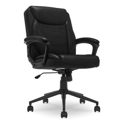 Click365 Transform 1.0 Ergonomic Bonded Leather Mid-Back Manager Office Chair, Black