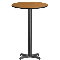 Flash Furniture Laminate Round Table Top With Bar-Height Table Base, 43-1/8"H x 24"W x 24"D, Natural/Black