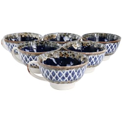 Meritage Otis 6-Piece Soup Bowl With Handle Set, 27 Oz, Cobalt