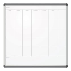 U Brands PINIT Magnetic Dry Erase Monthly Calendar Board, 35" X 35", Silver Aluminum Frame