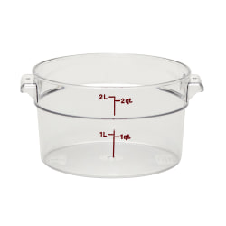 Cambro Camwear 2-Quart Round Storage Containers, Clear, Set Of 12 Containers