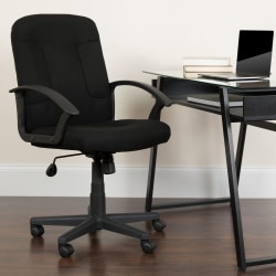 Flash Furniture Fabric Mid-Back Swivel Chair, Black