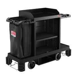 Suncast Commercial Premium Housekeeping Cart, Partially Assembled, 49-3/4"H x 24"W x 62-1/8"D, Black